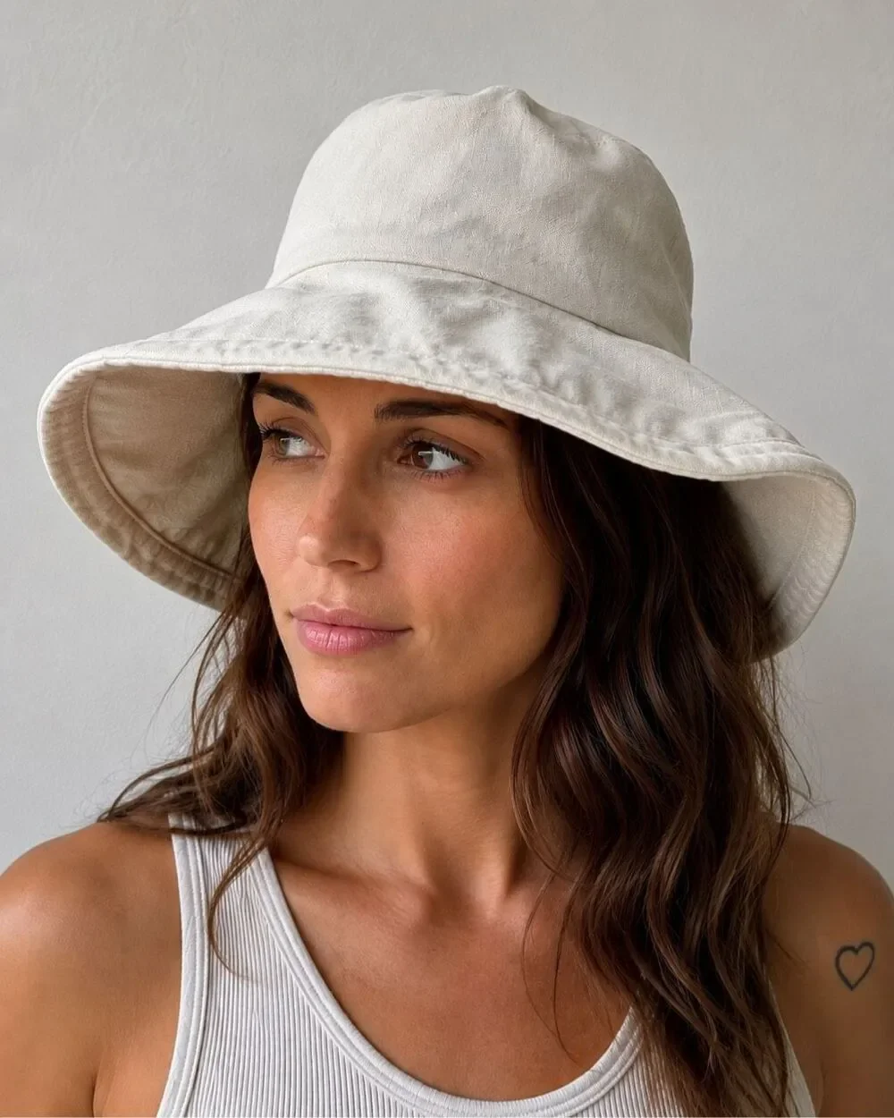 Vintage Bucket Hat One Size / M Adult Cotton Linen Blend Neutral Sun Hat